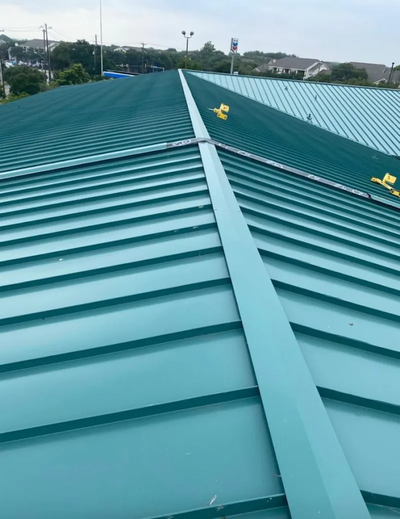 Green commercial metal roof ridge and valley for Metal Roof Repair in Birdsboro